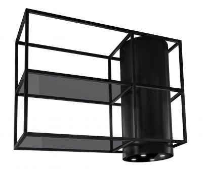Витяжка острівна Tubo Cage Asymmetric Glass Black Matt - Чорний мат - 120 см