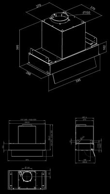 Витяжка вбудована Prato Inox - Нержавіюча сталь - Технічне креслення