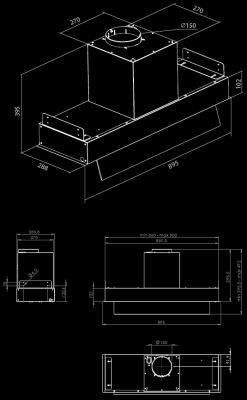 Витяжка вбудована Prato Inox - Нержавіюча сталь - Технічне креслення 2