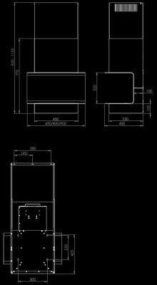 Витяжка пристінна C-Shelf Black-White - Чорний мат - Технічне креслення