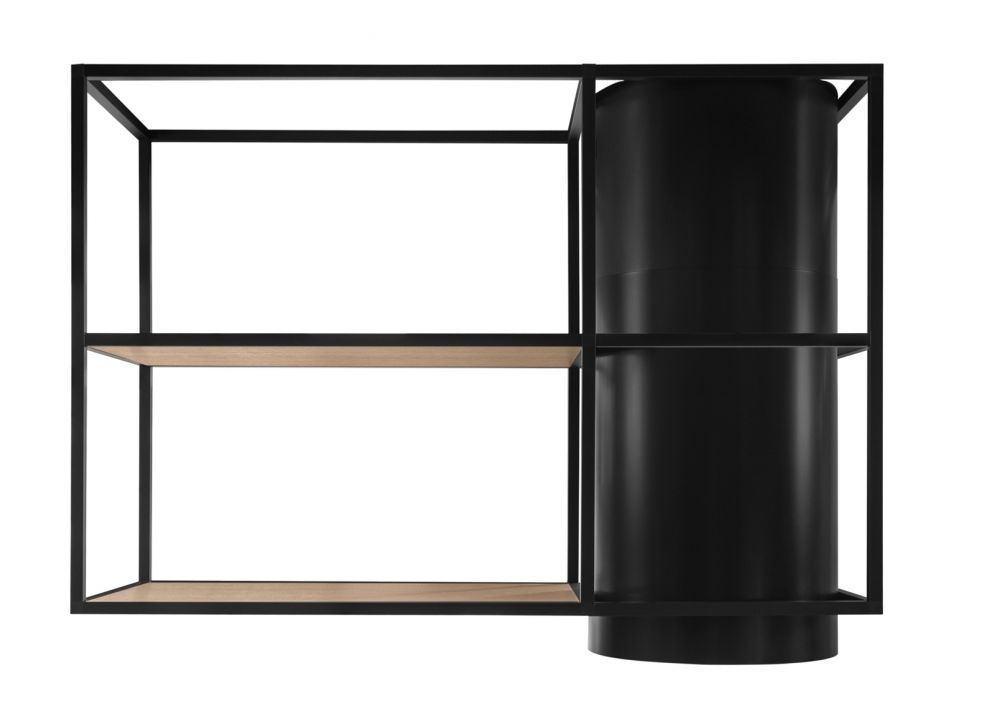 Витяжка острівна Tubo Cage Asymmetric Wood Black Matt - Чорний мат - zdjęcie produktu 4