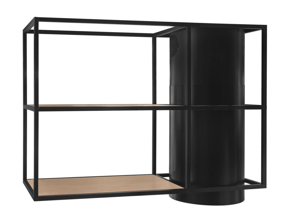 Витяжка острівна Tubo Cage Asymmetric Wood Black Matt - Чорний мат - zdjęcie produktu 6