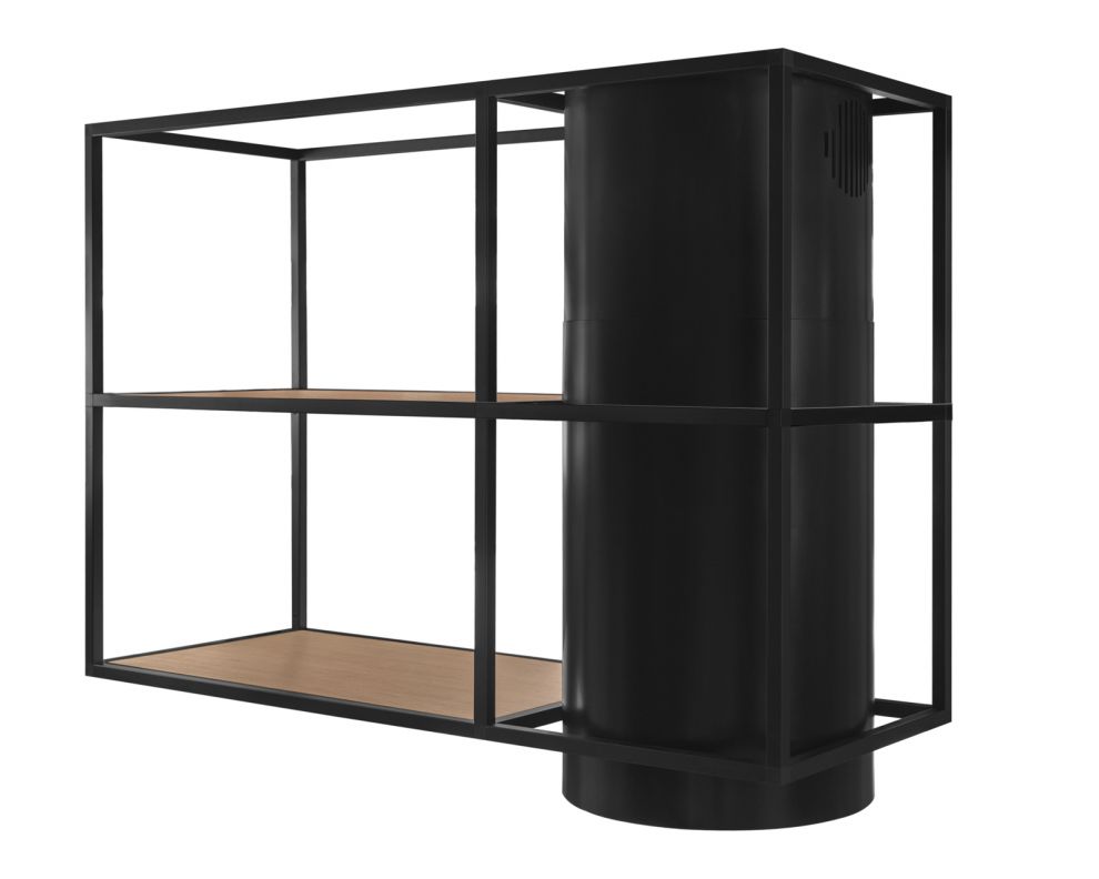 Витяжка острівна Tubo Cage Asymmetric Wood Black Matt - Чорний мат - zdjęcie produktu 7