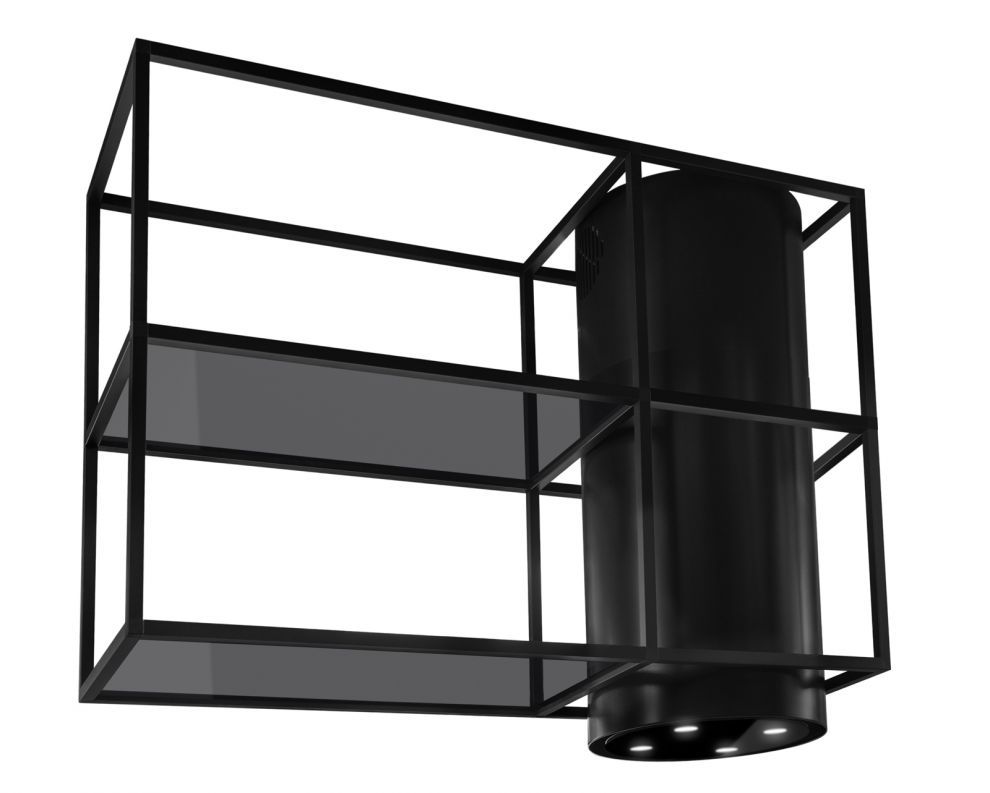 Витяжка острівна Tubo Cage Asymmetric Glass Black Matt - Чорний мат - zdjęcie produktu