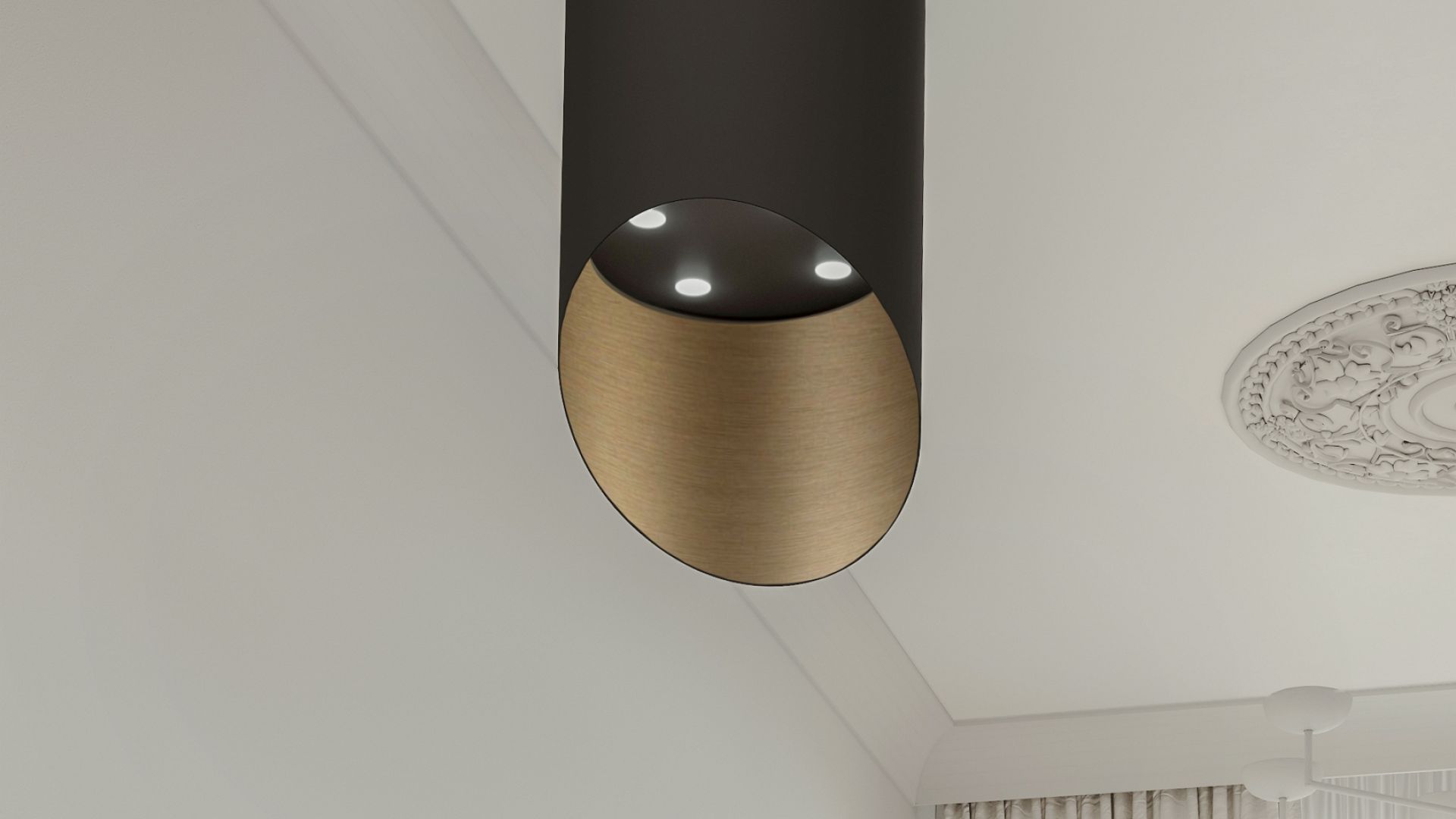 Витяжка острівна Hiro Color Black-Gold - Black Matt/Gold - Візуалізації 3