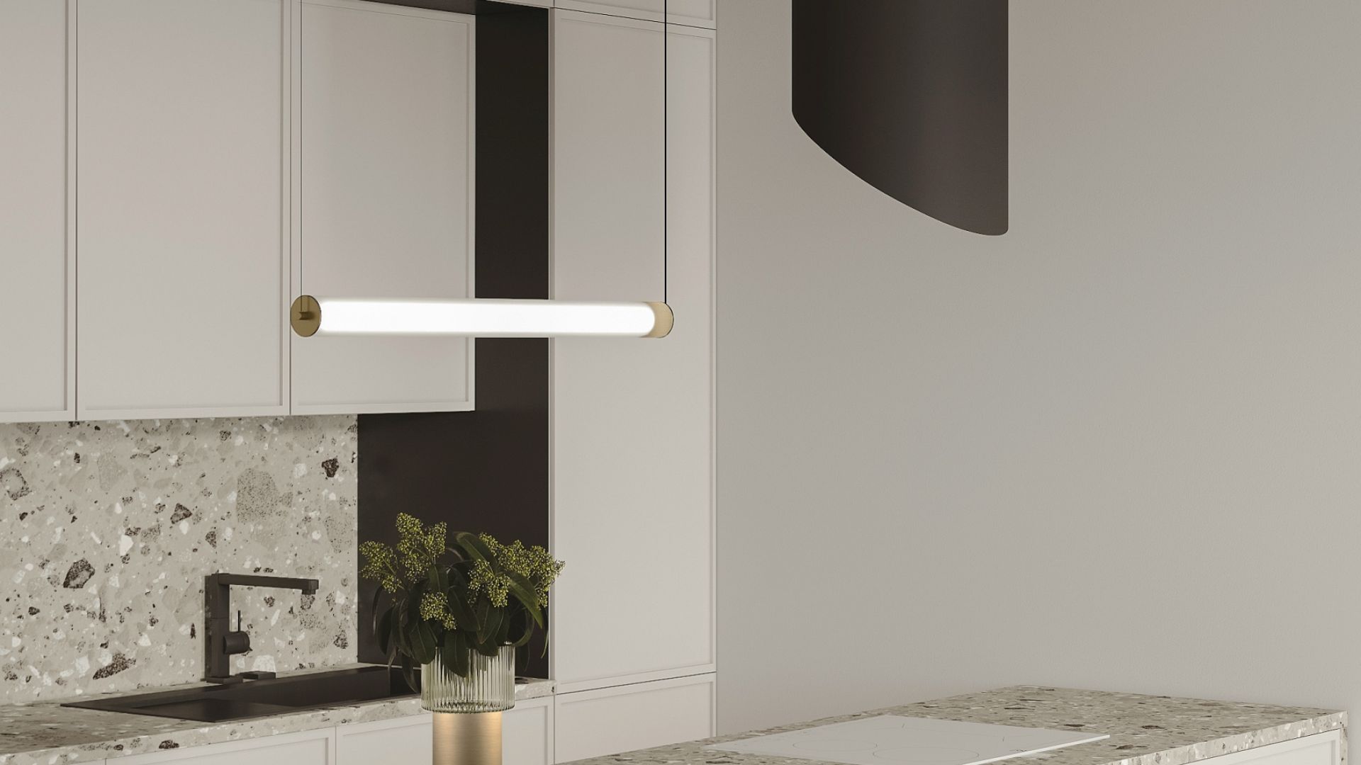 Витяжка острівна Hiro Color Black-Gold - Black Matt/Gold - Візуалізації