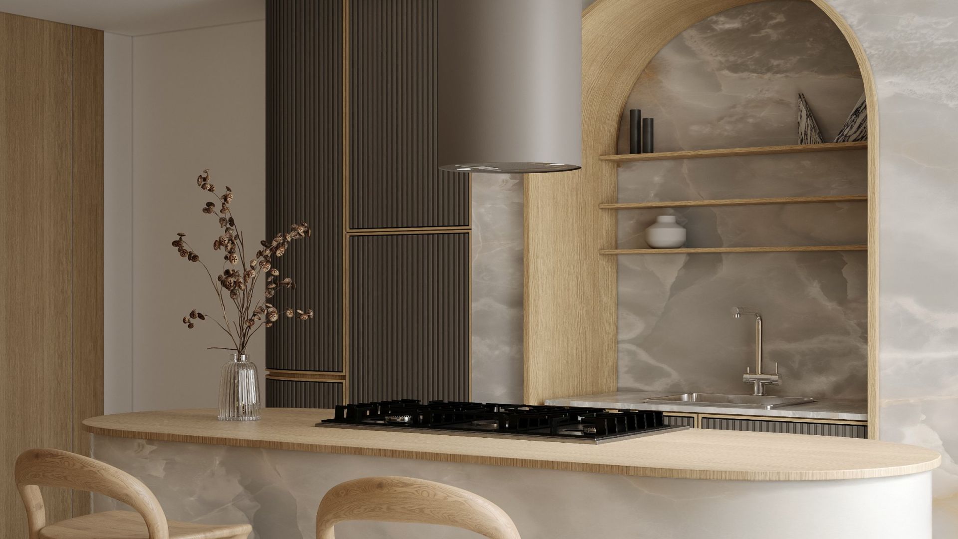 Витяжка острівна Cylindro Eco Taupe - Таупе - Візуалізації 4