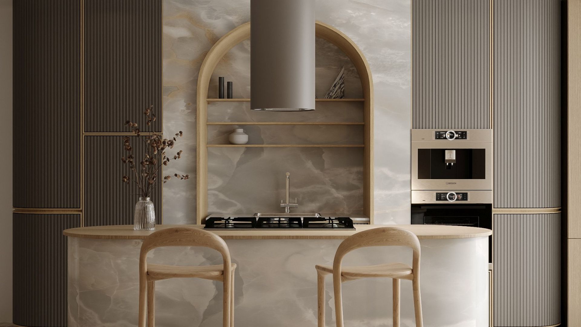Витяжка острівна Cylindro Eco Taupe - Таупе - Візуалізації 2