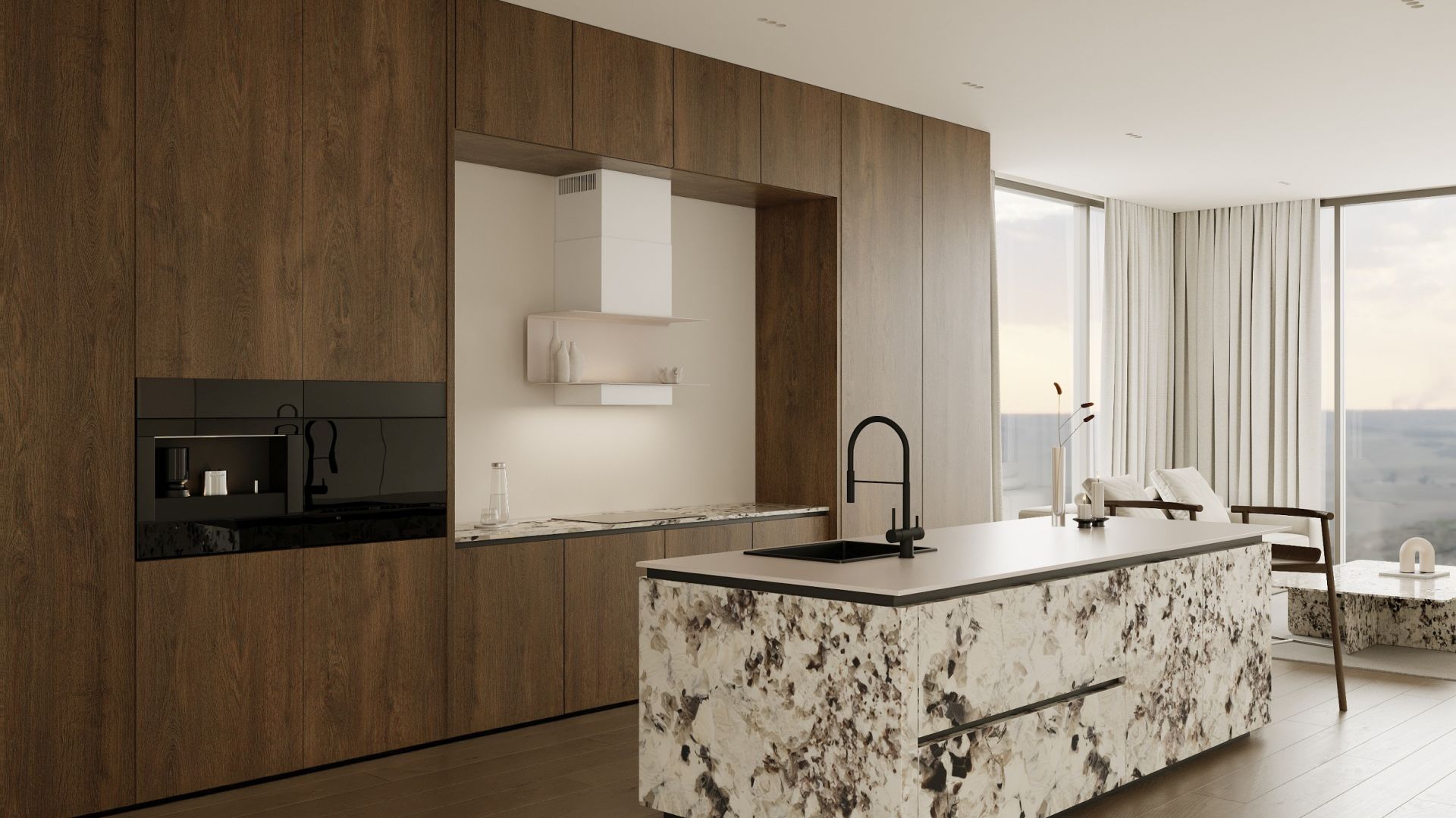 Витяжка пристінна C-Shelf White-Kashmir - Білий Мат/KКашемір - Візуалізації