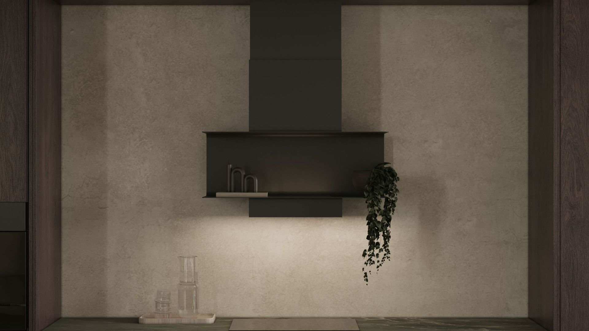 Витяжка пристінна C-Shelf Black-Black - Чорний мат - Візуалізації