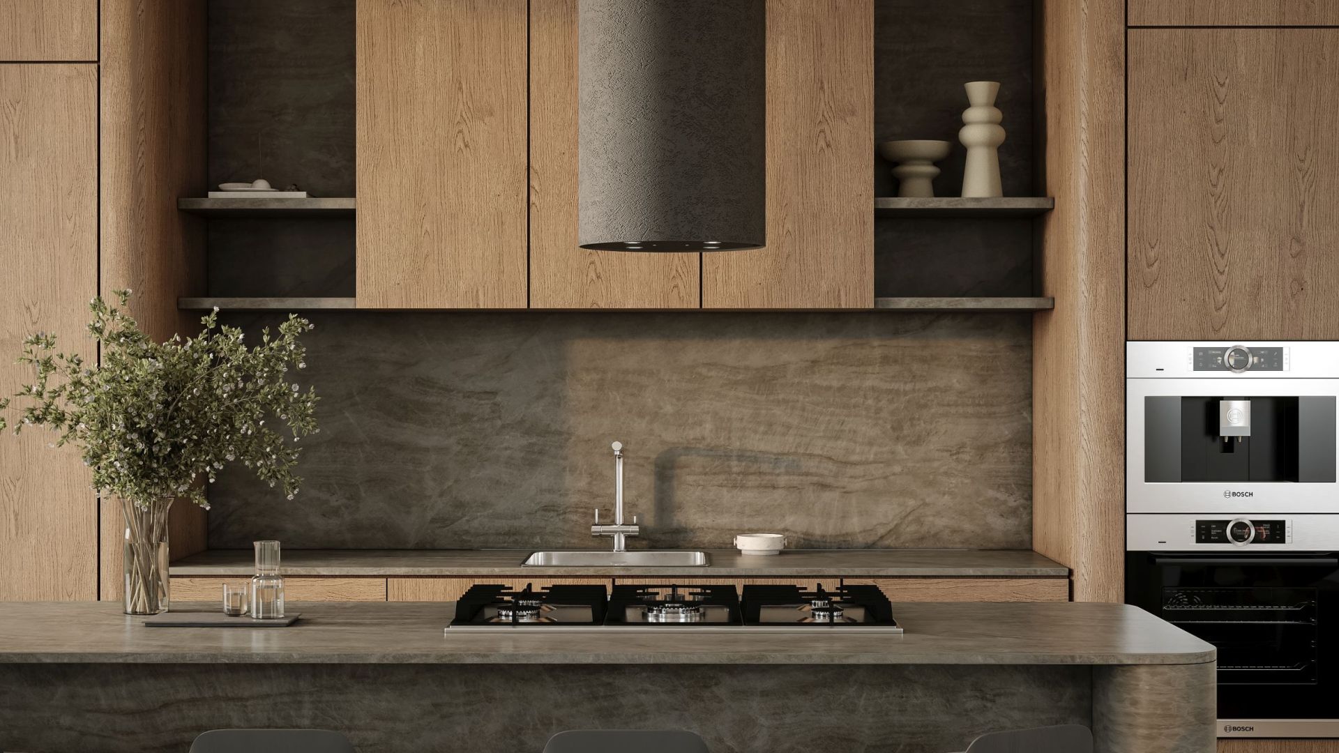 Витяжка острівна Columni Stono Dark Grey - Візуалізації