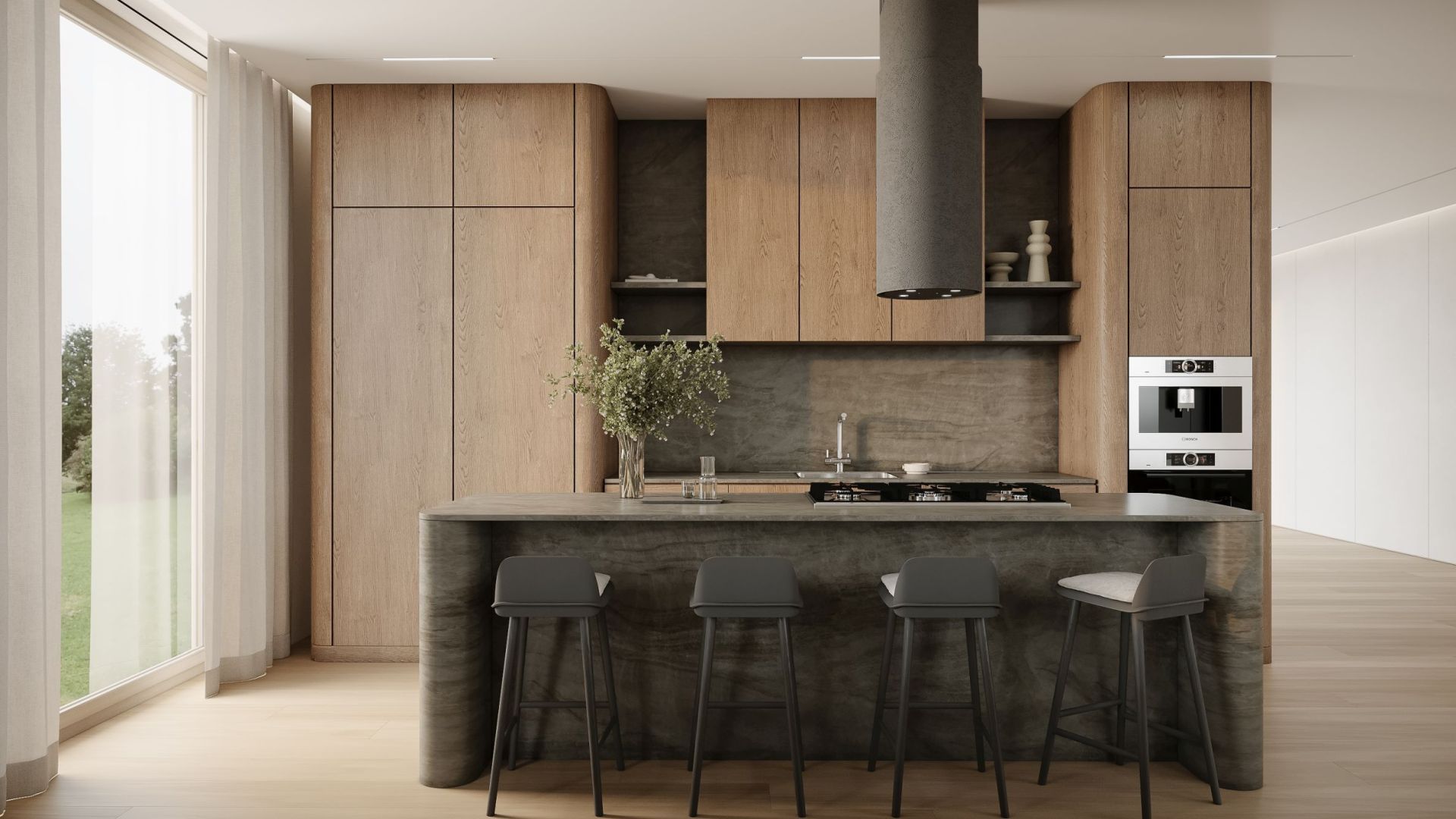 Витяжка острівна Columni Stono Dark Grey - Візуалізації 2