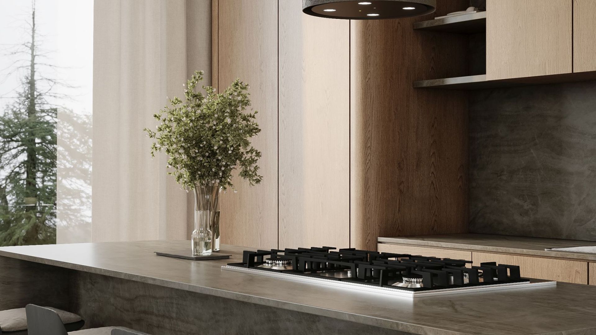 Витяжка острівна Columni Stono Dark Grey - Візуалізації 4