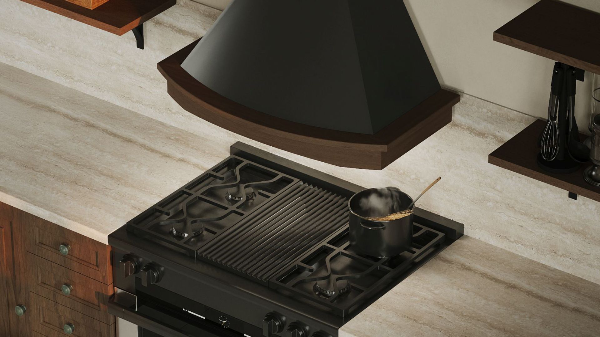 Витяжка рустикальна Rustic Black Matt Gesture Control - Чорний мат - Візуалізації 7