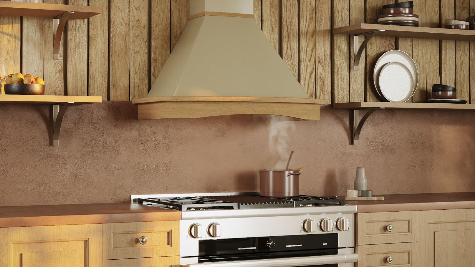 Витяжка рустикальна Rustic Ecru Gesture Control - Бежевий - Візуалізації 2