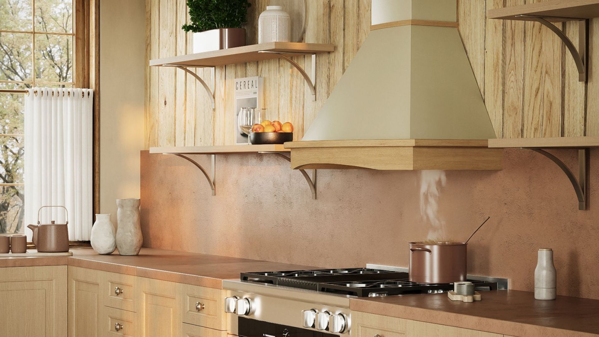 Витяжка рустикальна Rustic Ecru Gesture Control - Бежевий - Візуалізації 5