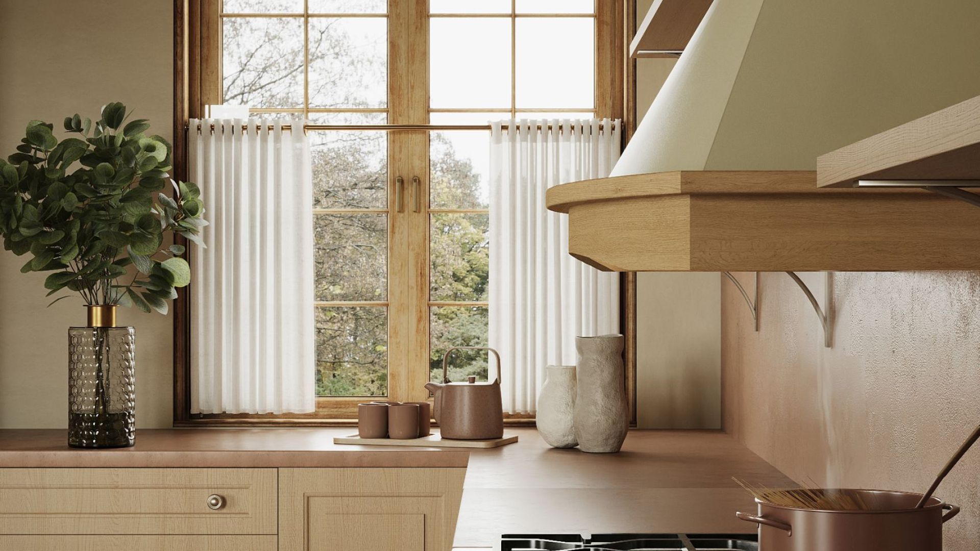 Витяжка рустикальна Rustic Ecru Gesture Control - Бежевий - Візуалізації 7