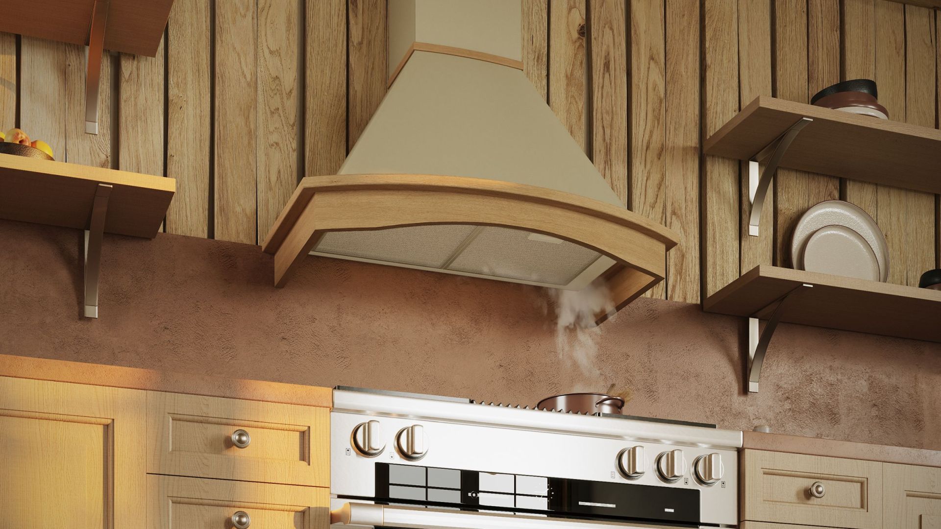 Витяжка рустикальна Rustic Ecru Gesture Control - Бежевий - Візуалізації 9