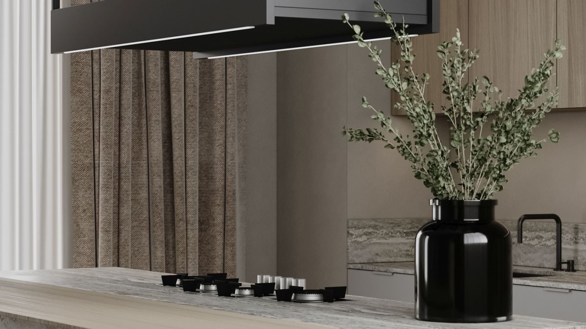 Витяжка острівна Alvar Glass Black Matt - Чорний мат - Візуалізації 4
