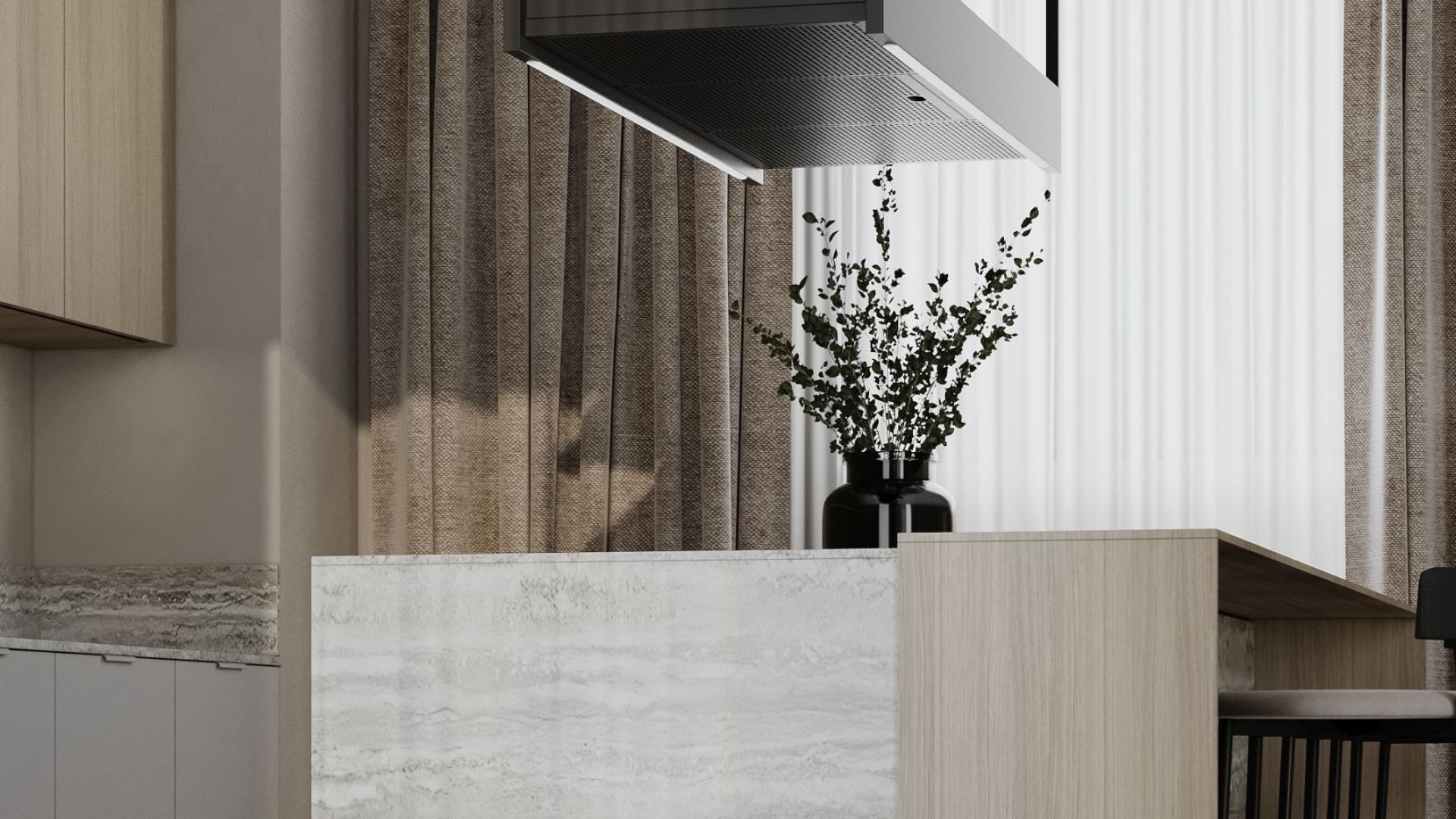 Витяжка острівна Alvar Glass Black Matt - Чорний мат - Візуалізації 5