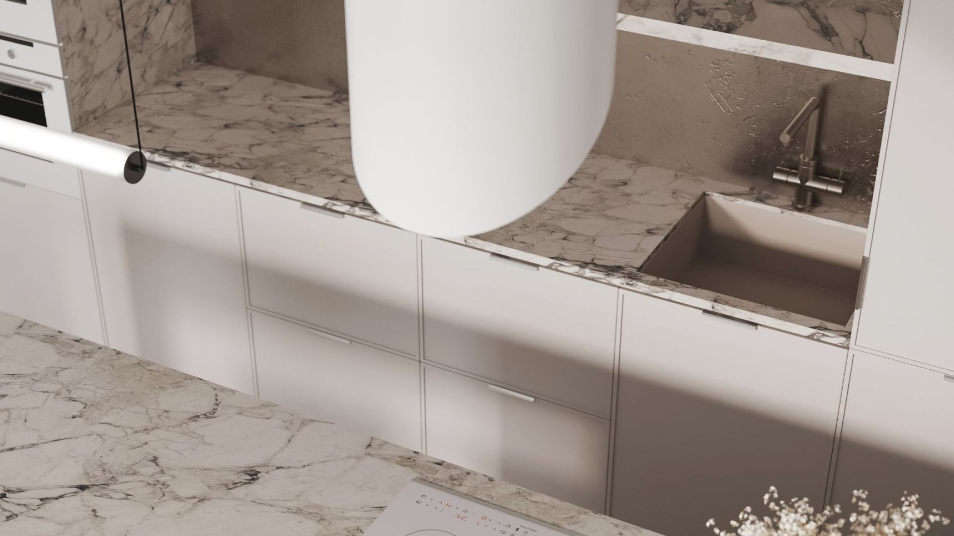 Витяжка острівна Hiro White Matt - Білий матовий - Візуалізації 7