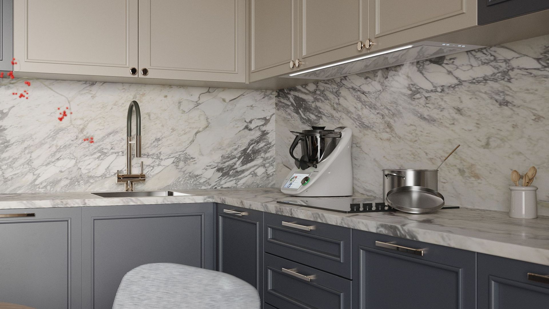 Витяжка вбудована Micra White Matt 120 cm - Білий матовий - Візуалізації