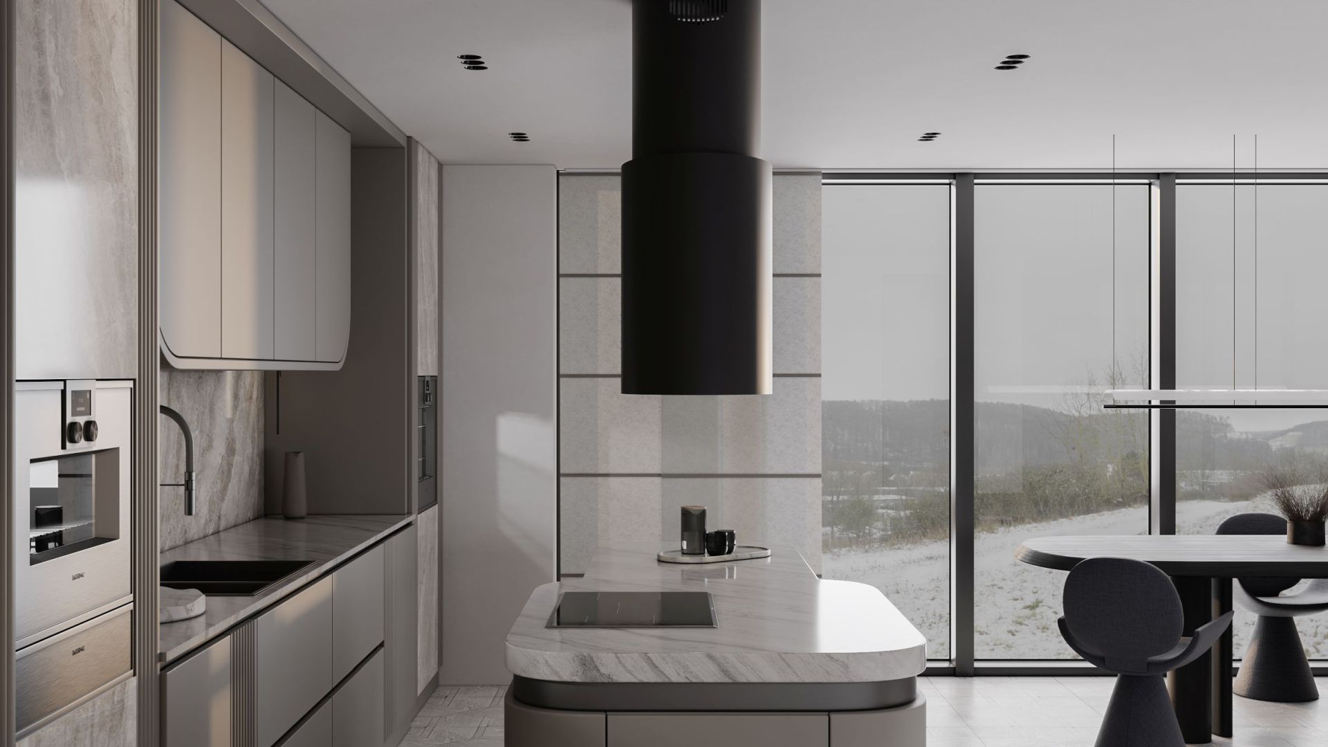 Витяжка острівна Oval Black Matt - Чорний мат - Візуалізації 5