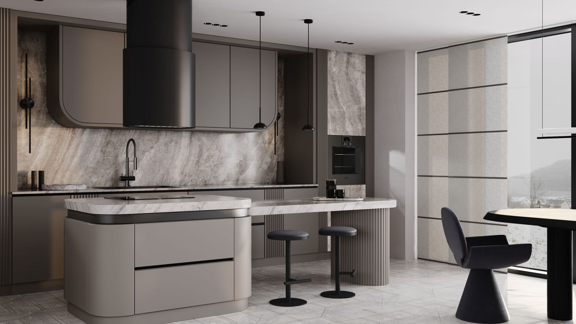 Витяжка острівна Oval Black Matt - Чорний мат - Візуалізації 6