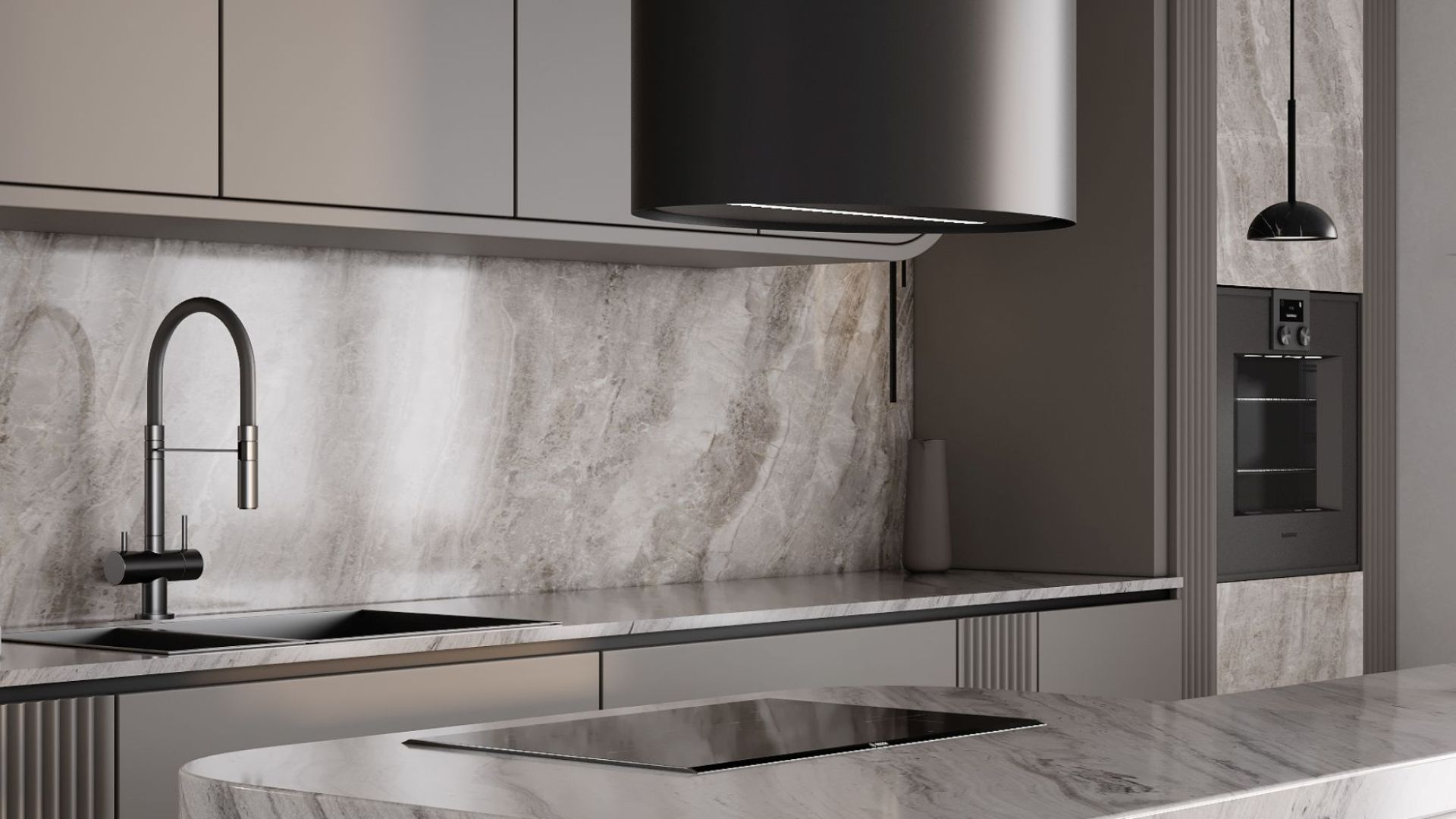 Витяжка острівна Oval Black Matt - Чорний мат - Візуалізації 7