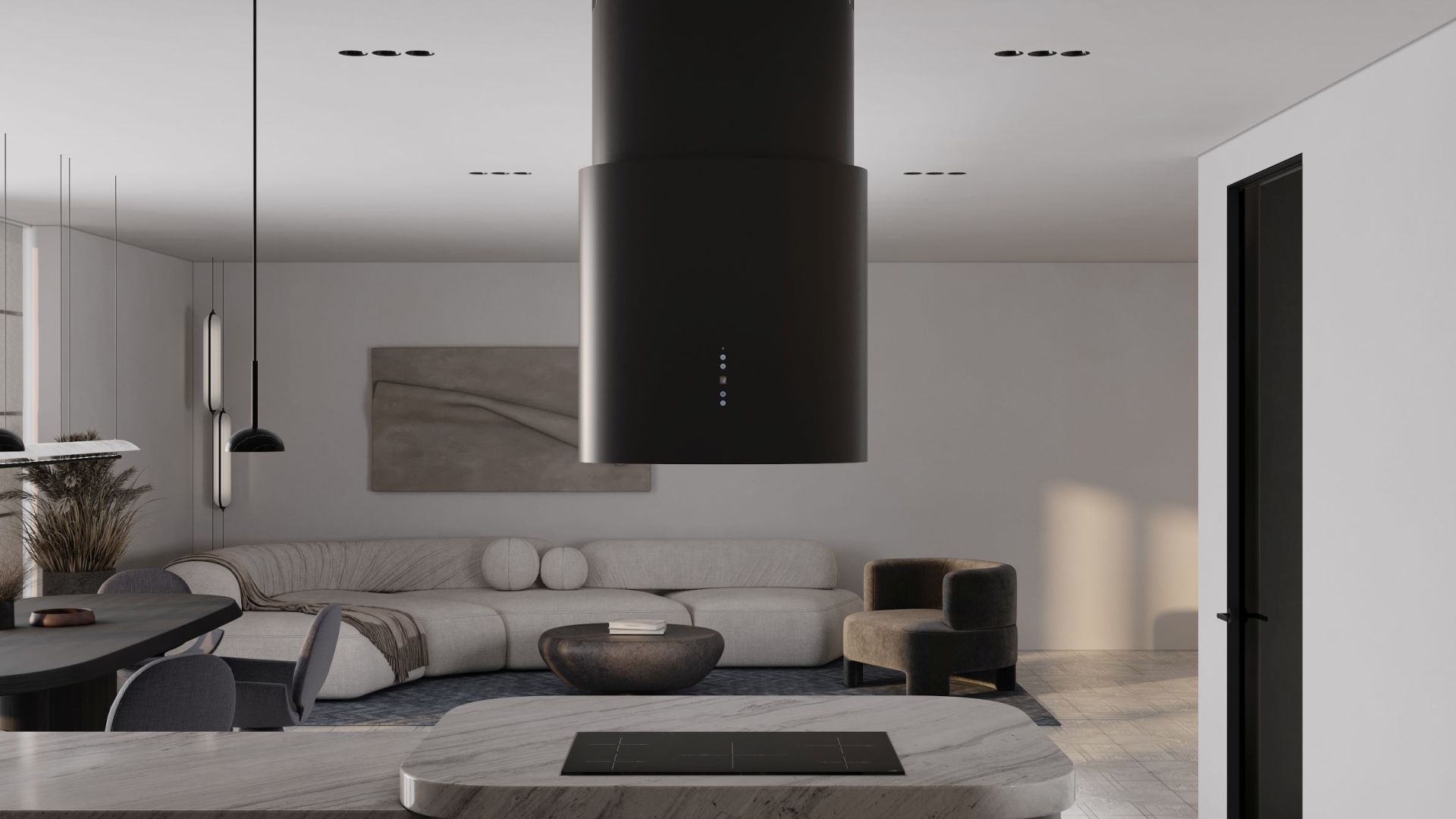 Витяжка острівна Oval Black Matt - Чорний мат - Візуалізації 8