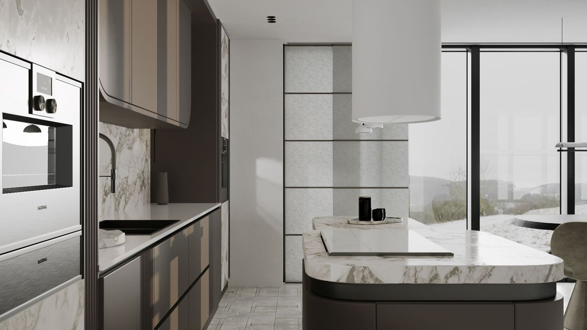 Витяжка острівна Oval White Matt - Білий матовий - Візуалізації 4