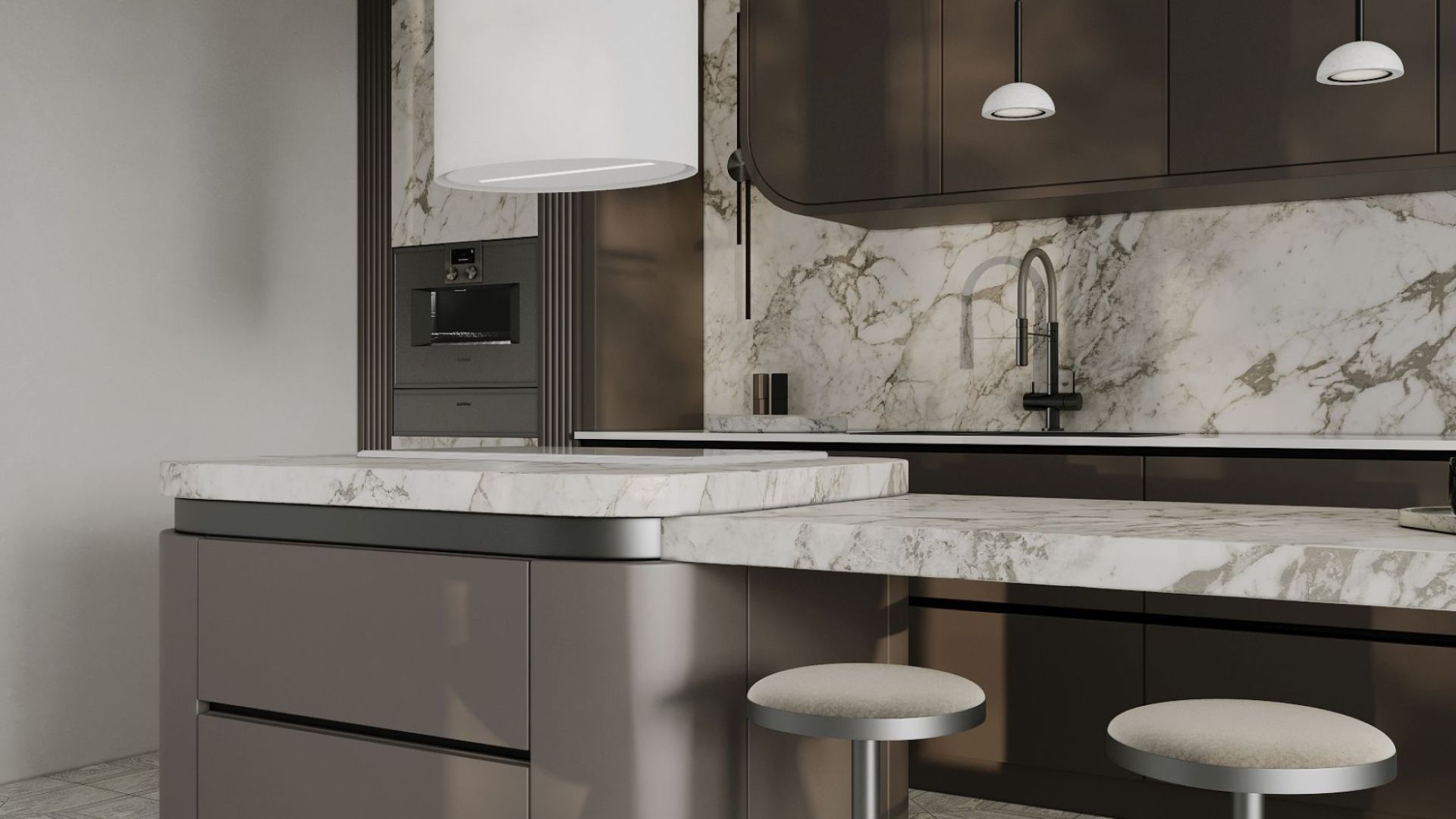 Витяжка острівна Oval White Matt - Білий матовий - Візуалізації 5