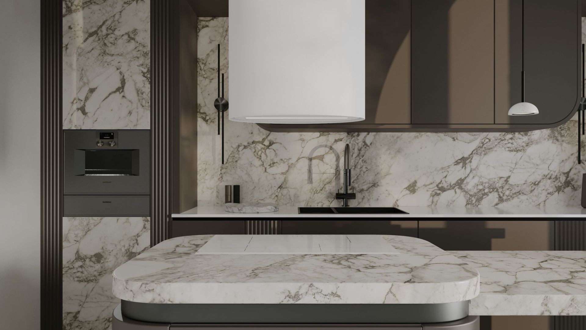 Витяжка острівна Oval White Matt - Білий матовий - Візуалізації 9