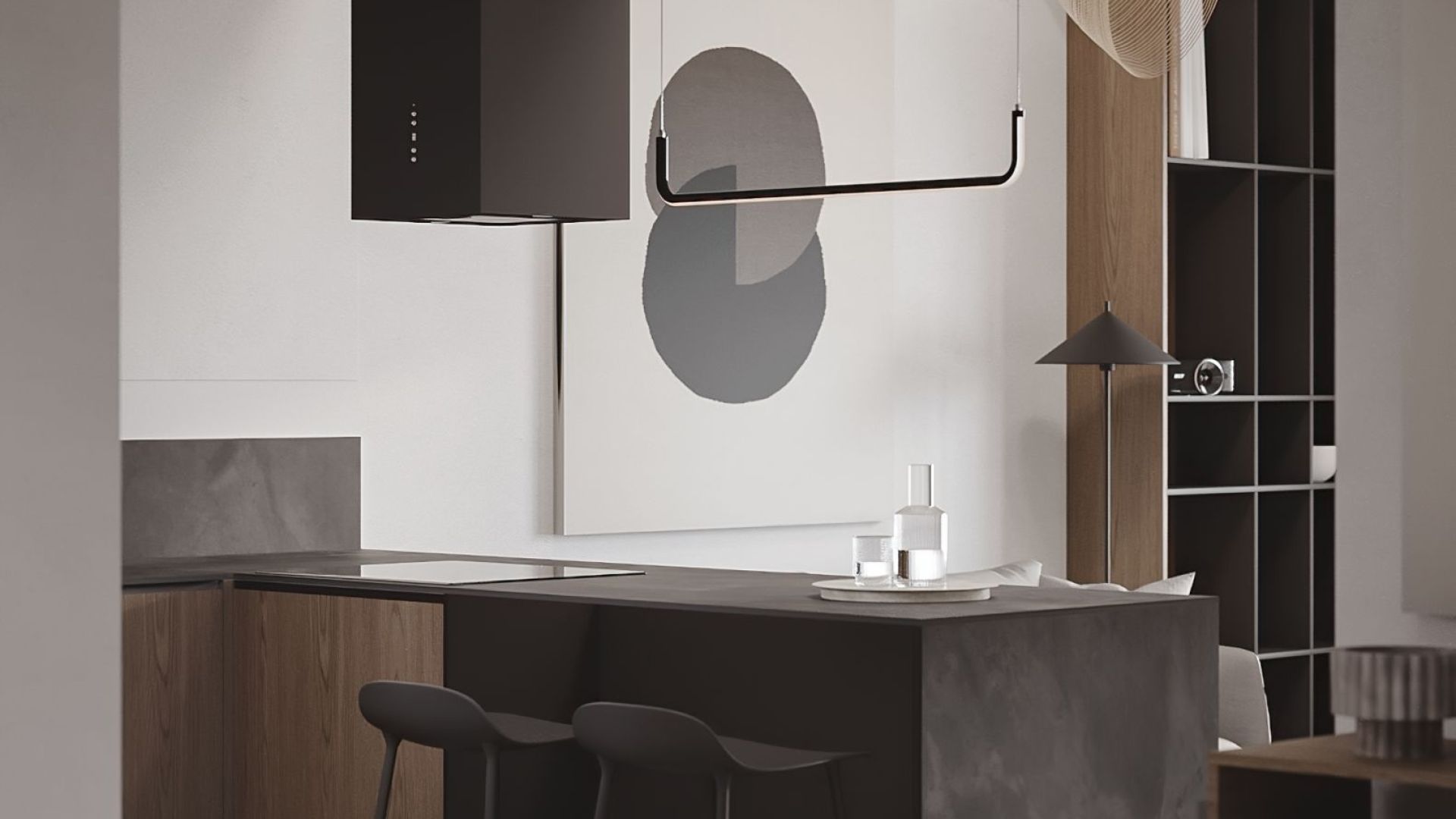 Витяжка острівна Quadro Black Matt - Чорний мат - Візуалізації