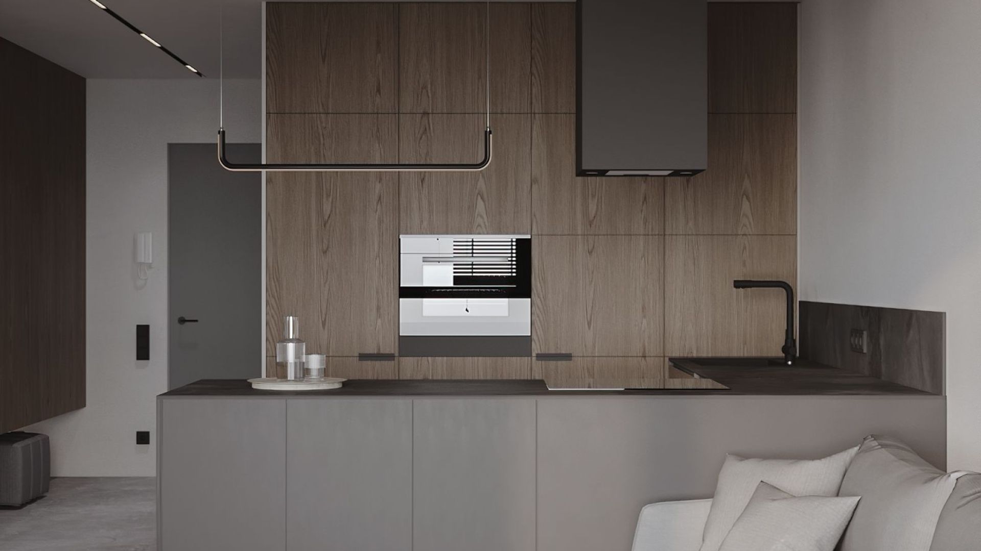 Витяжка острівна Quadro Black Matt - Чорний мат - Візуалізації 2