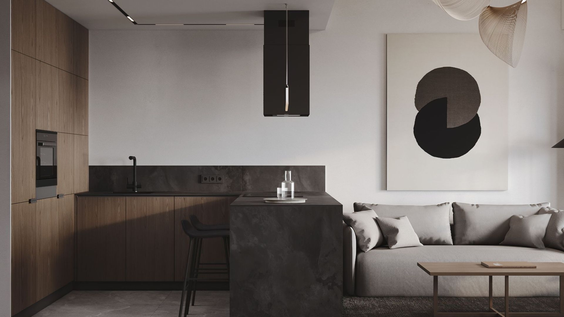 Витяжка острівна Quadro Black Matt - Чорний мат - Візуалізації 3