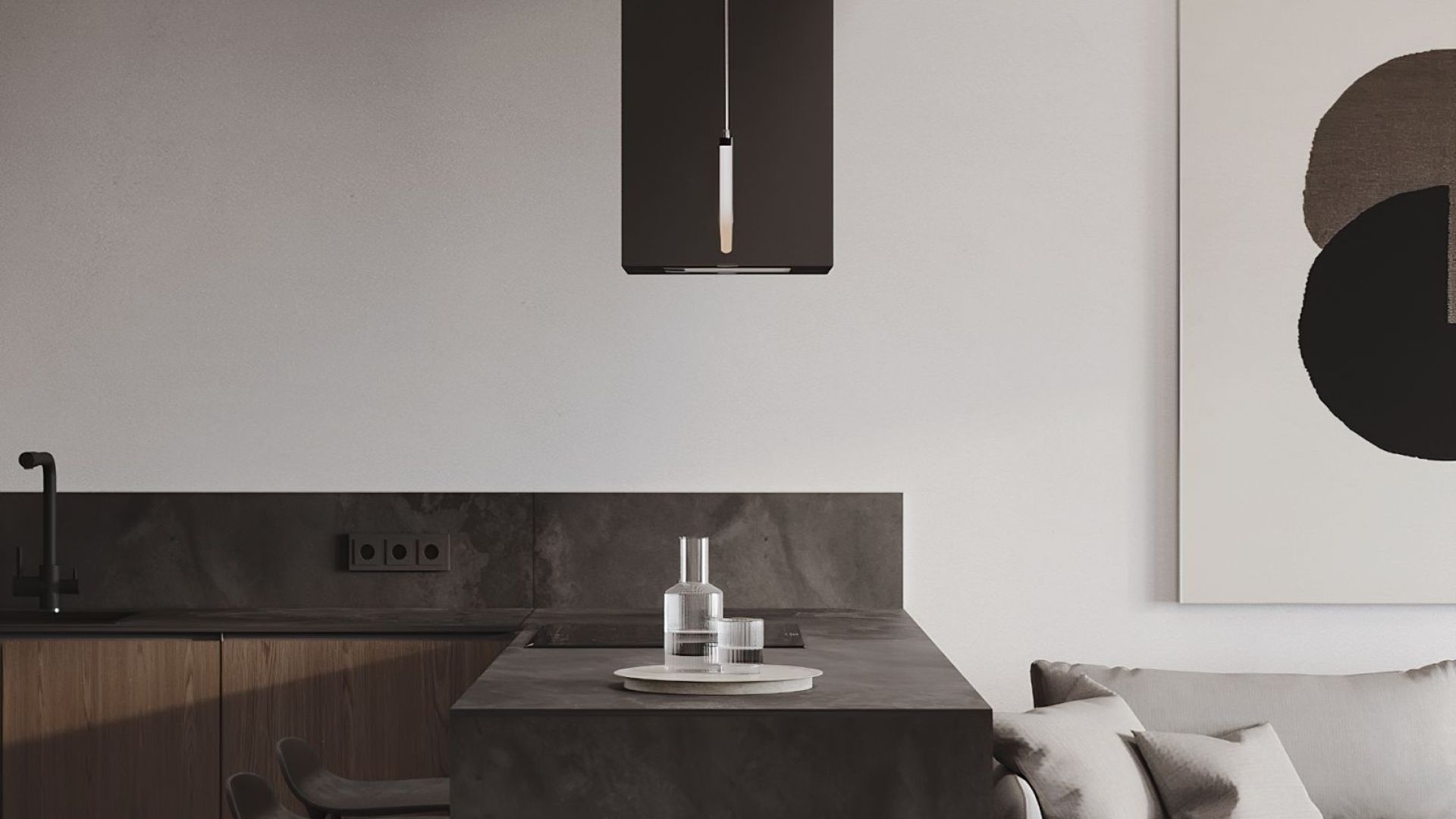 Витяжка острівна Quadro Black Matt - Чорний мат - Візуалізації 5