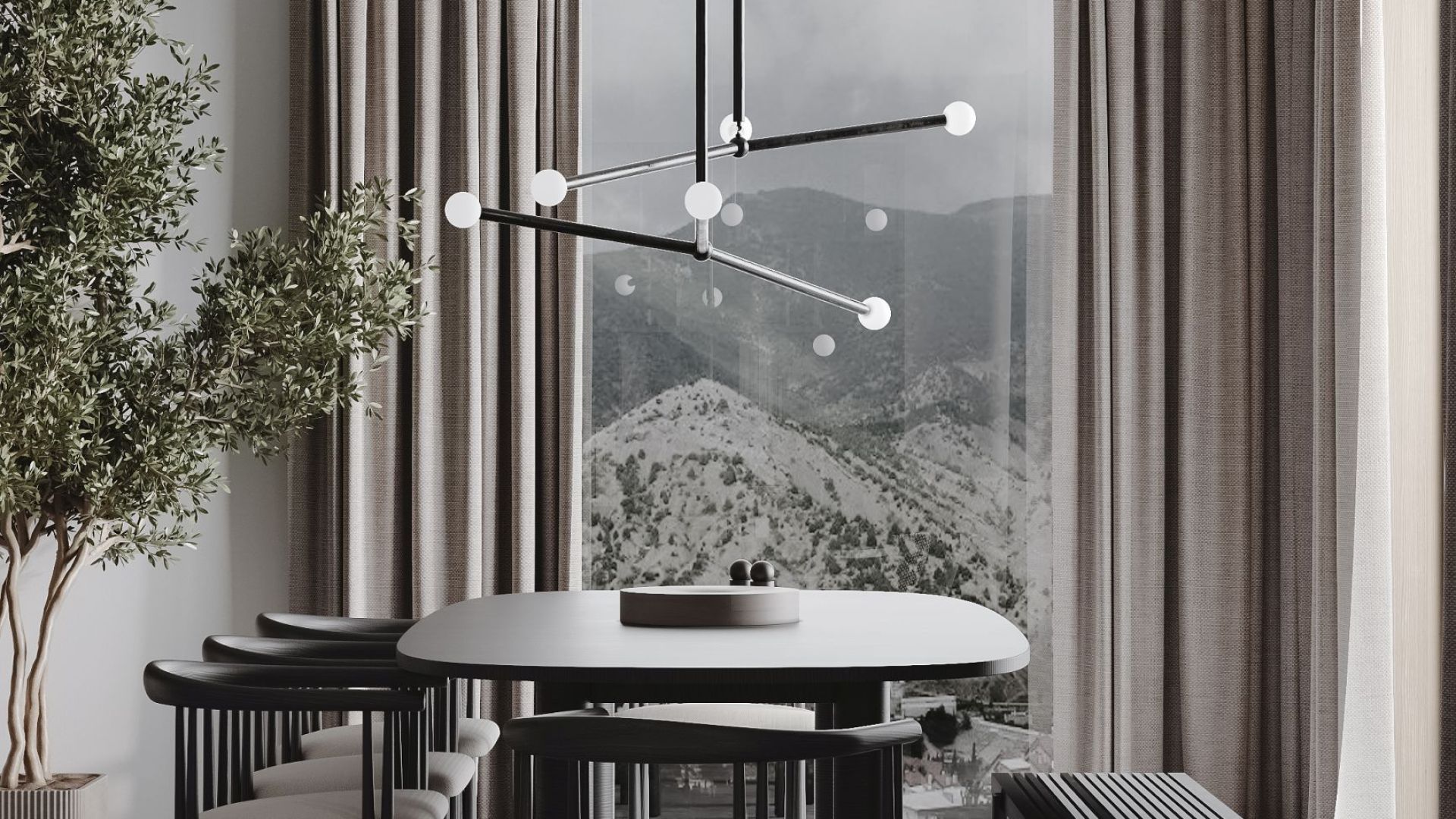 Витяжка острівна Quadro Cage Asymmetric Glass Black Matt - Чорний мат - Візуалізації 5