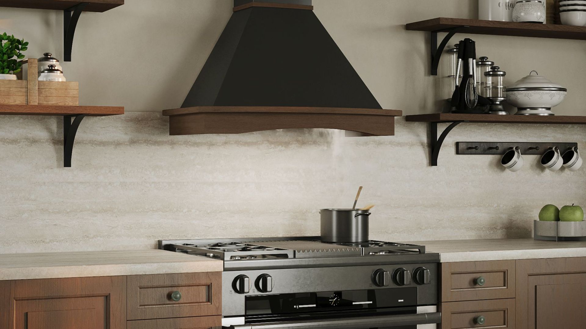 Витяжка рустикальна Rustic Black Matt - Чорний мат - Візуалізації