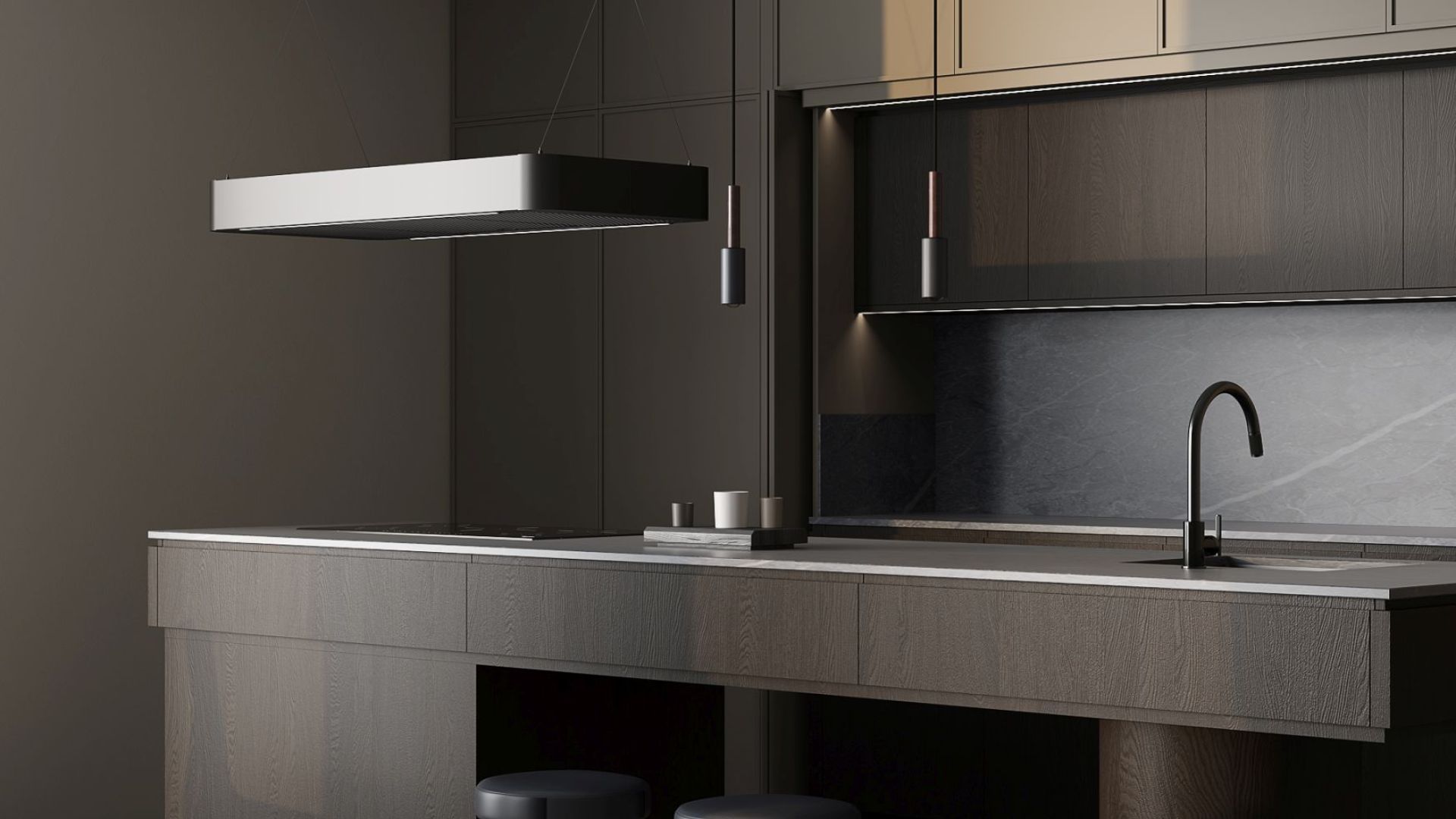 Витяжка острівна Sven Black Matt - Чорний мат - Візуалізації 2