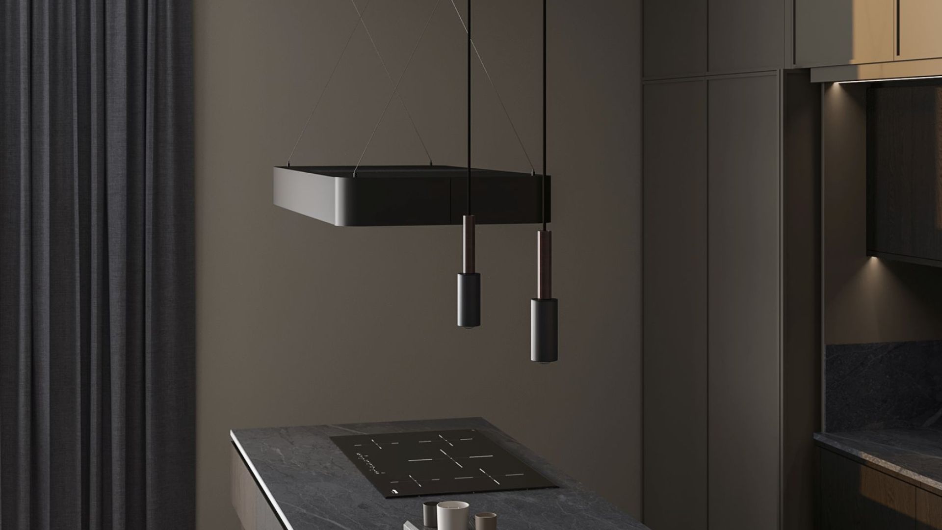 Витяжка острівна Sven Black Matt - Чорний мат - Візуалізації 3