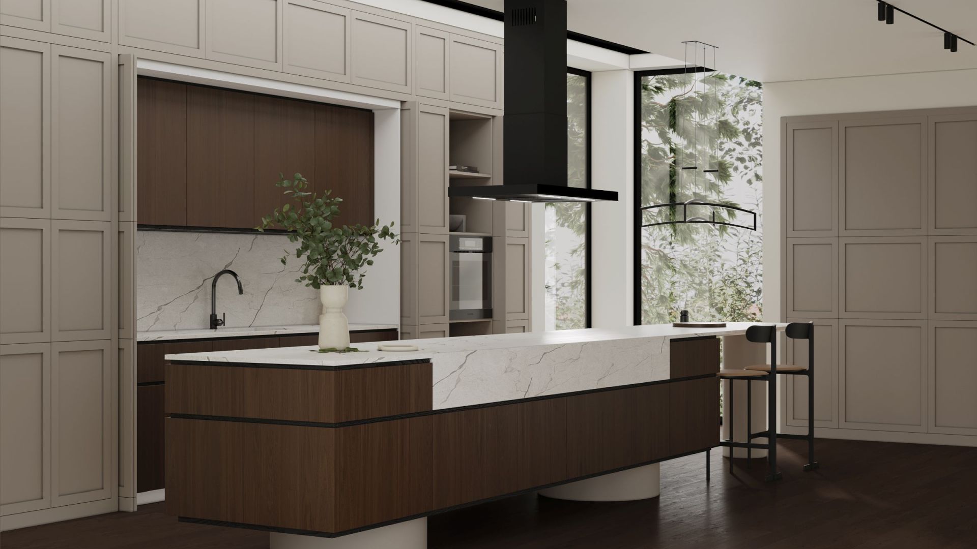 Витяжка острівна Sento Eco Island Black Matt - Чорний мат - Візуалізації