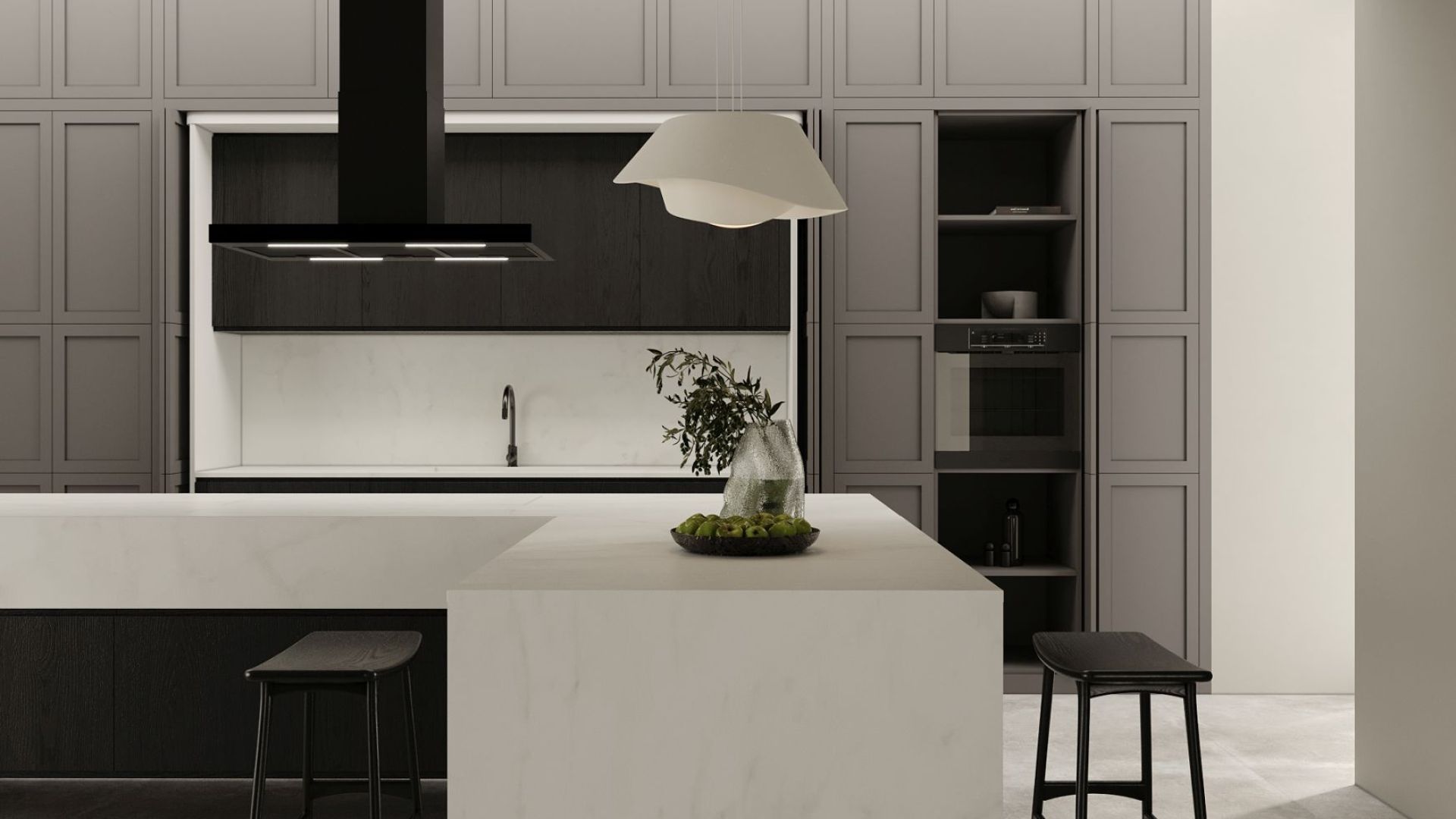 Витяжка острівна Sento Island Black Matt - Чорний мат - Візуалізації 2