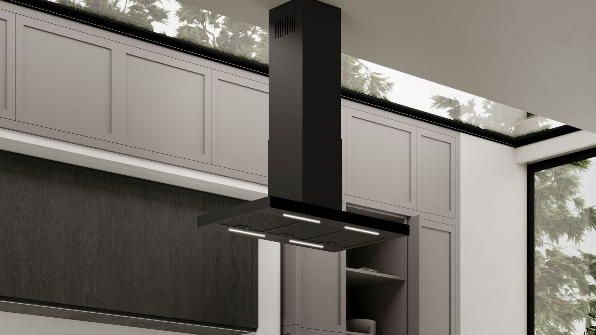 Витяжка острівна Sento Island Black Matt - Чорний мат - Візуалізації 6
