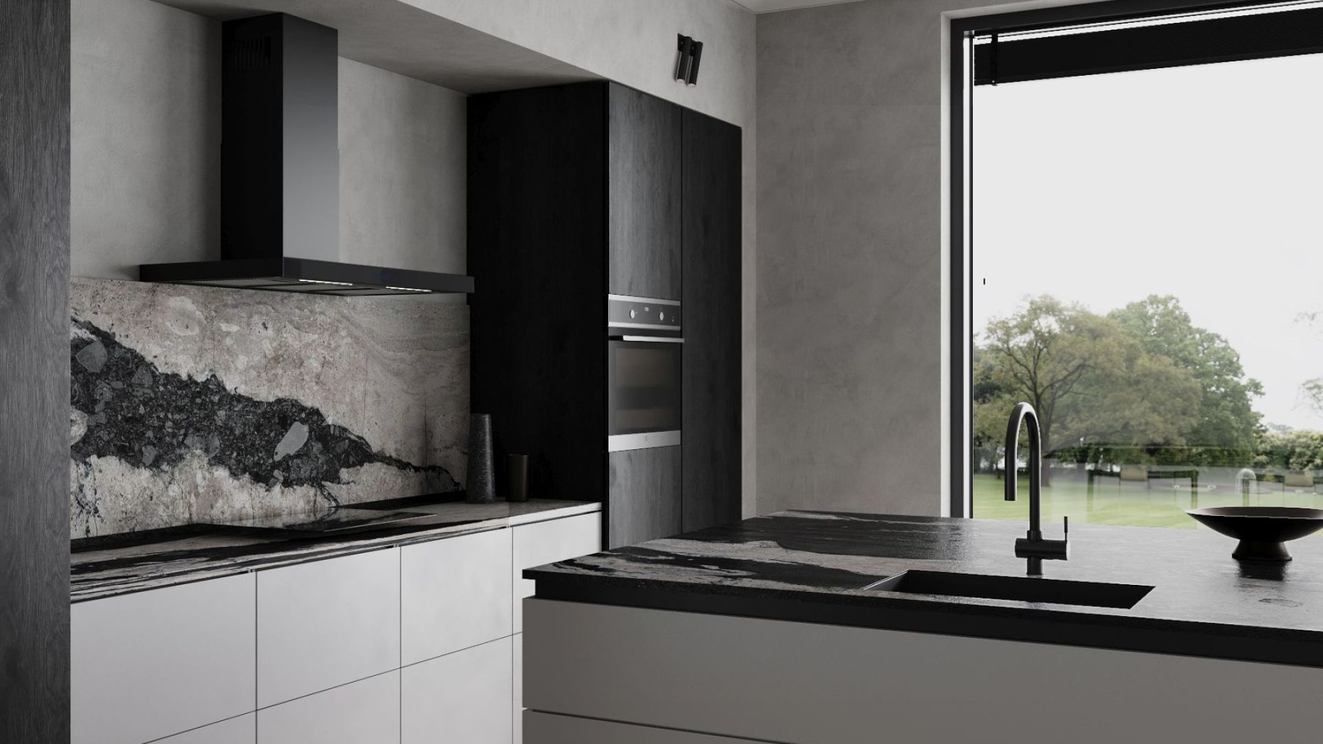 Витяжка пристінна Sento Black Matt - Чорний мат - Візуалізації 3