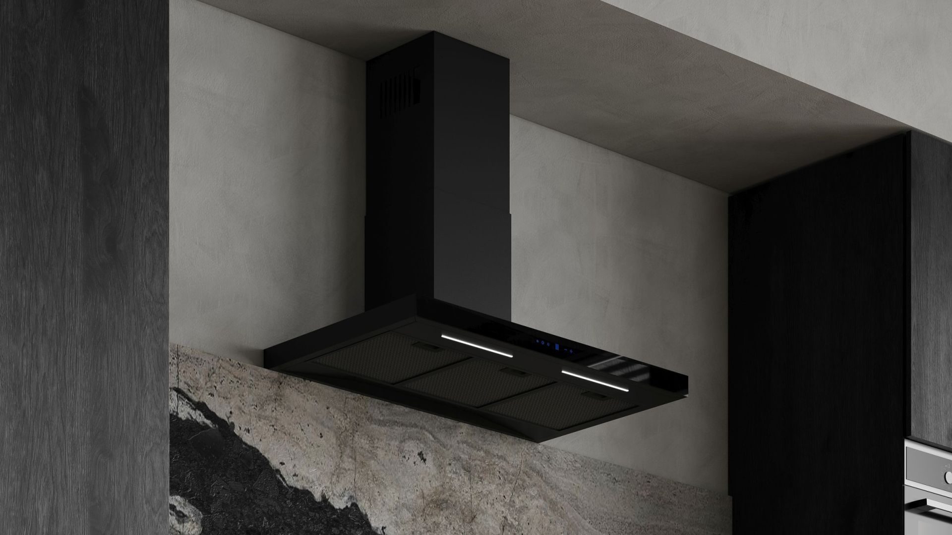 Витяжка пристінна Sento Black Matt - Чорний мат - Візуалізації 4