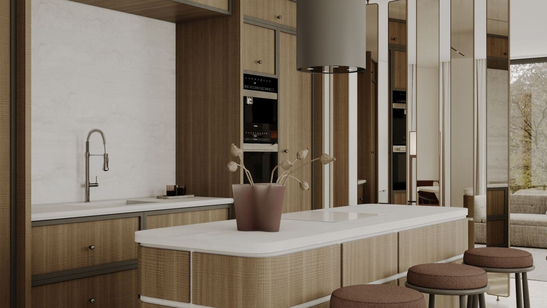 Витяжка острівна Tubo Taupe - Таупе - Візуалізації