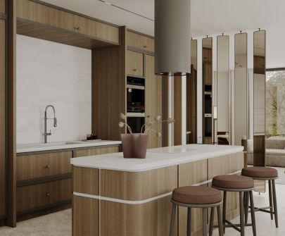 Витяжка острівна Tubo Taupe - Таупе - 40 см - Візуалізації