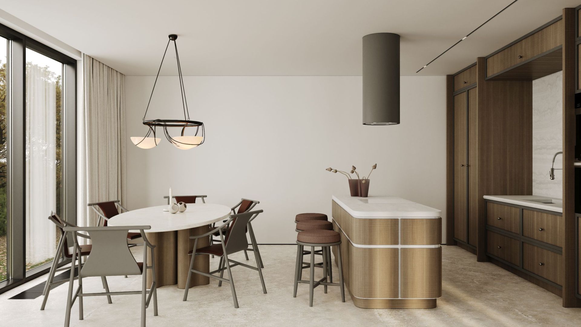 Витяжка острівна Tubo Taupe - Таупе - Візуалізації 2