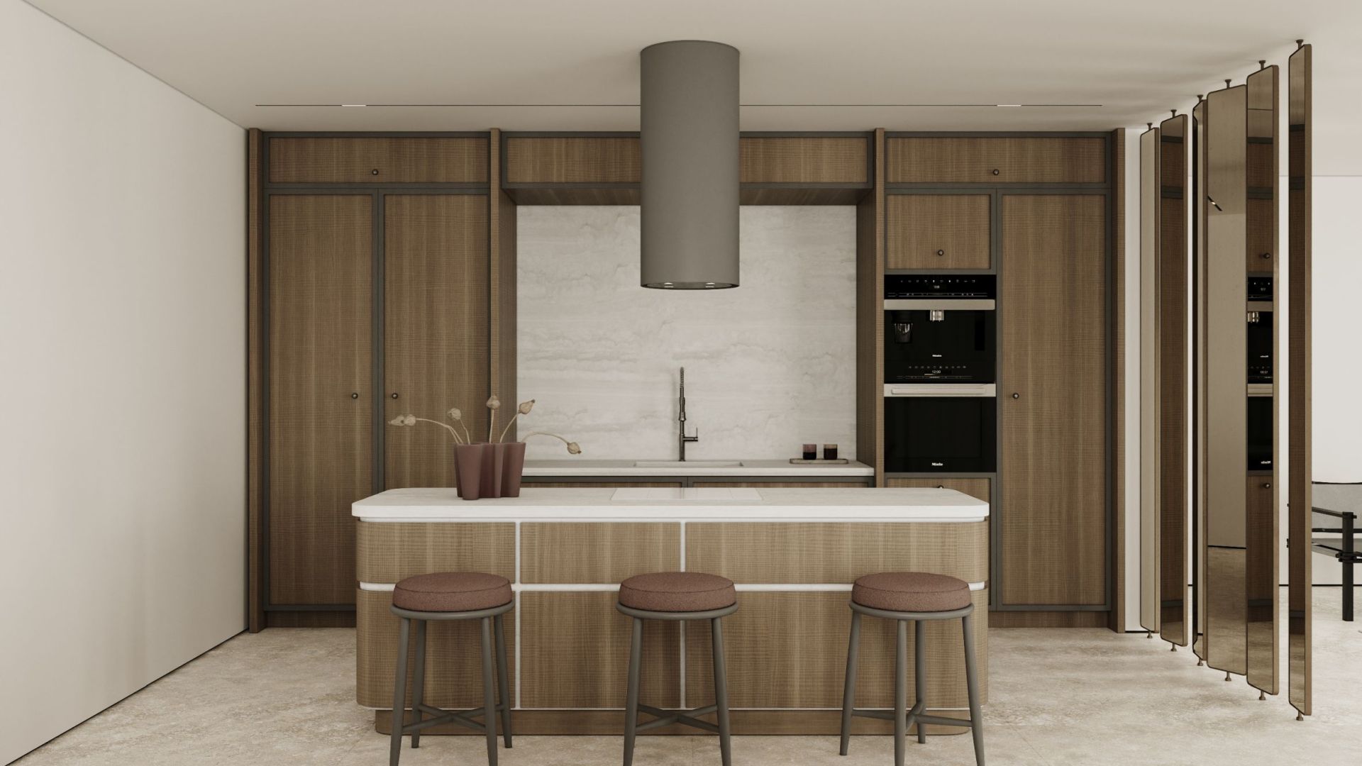 Витяжка острівна Tubo Taupe - Таупе - Візуалізації 4